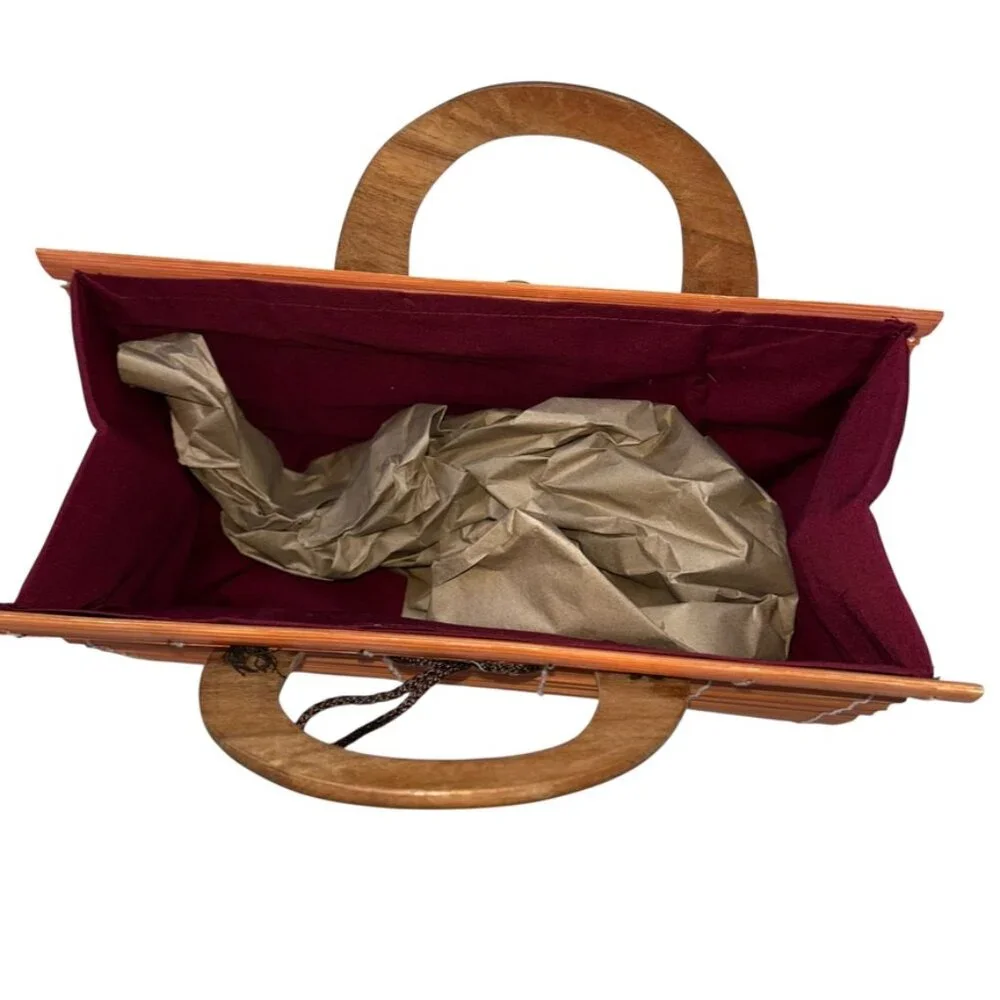 orange wood slats hand bag purse